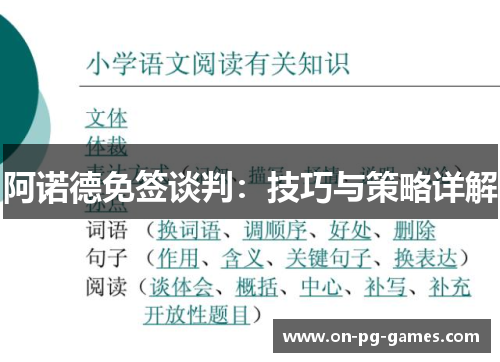 阿诺德免签谈判：技巧与策略详解