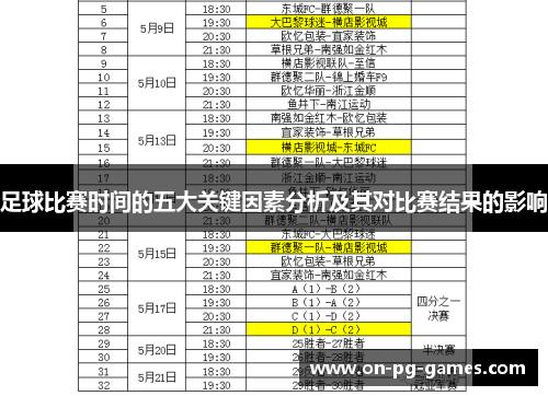 足球比赛时间的五大关键因素分析及其对比赛结果的影响
